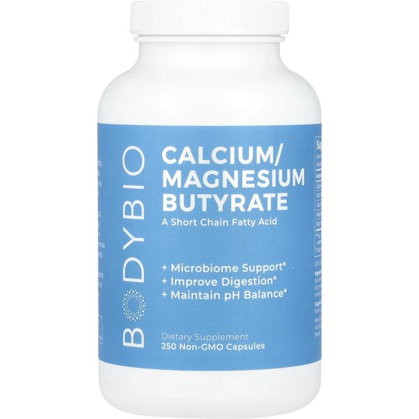 Bodybio, Butirato De Calcio/Magnesio, CáPsulas Sin Ogm, 250 CáPsulas-image