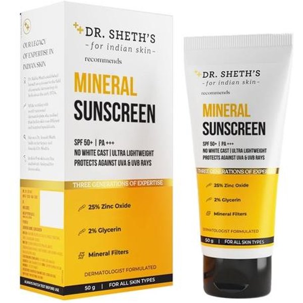 Dr. Protector Solar Mineral De Sheth SPF 50 Pa+++ | Protector Solar Resistente Al Agua | Sin Residuos Blancos | RáPida AbsorcióN | 25% ÓXido De Zinc | 50G-image