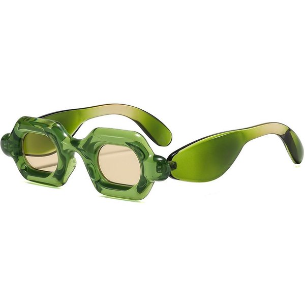 ÚLtimas Gafas De Sol Retro Punk Cuadradas Burbuja Degradado Femeninas Estilo Milenio ÚNicas Dos Colores Montura Gruesa Tendencia Exterior ProteccióN Solar UV Masculina 400 As Picture Beige-image