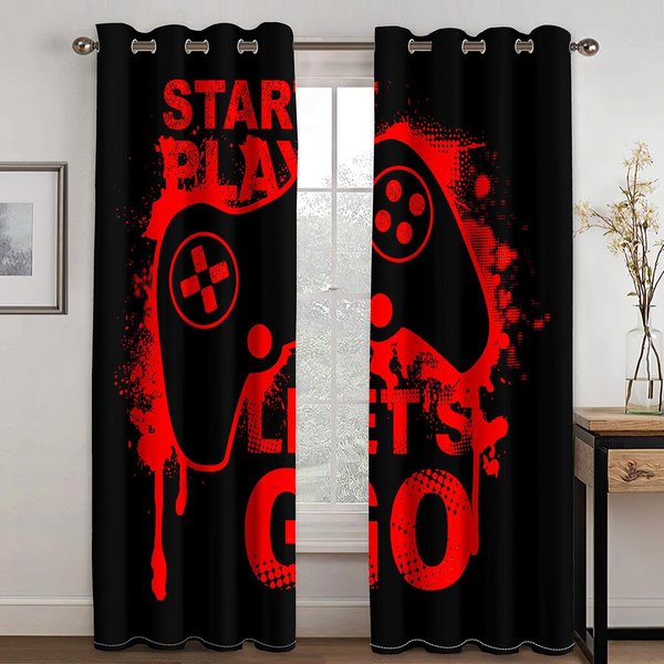 Uchwyt Do Gry Gamepad Gracz W Gry Druk Cyfrowy 3D Sypialnia Salon ZasłOny Okienne 2 Panele 100W160H(Cm)40X63In&Grommet Top-image