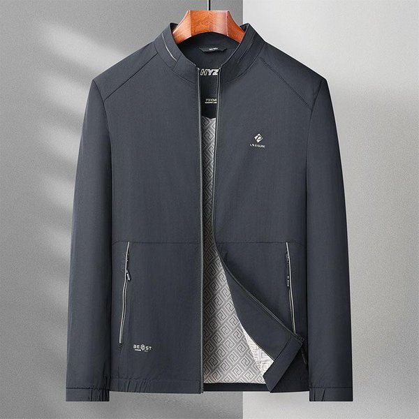 Chaqueta Fina Nueva De Primavera Y OtoñO Para Hombre Con Cuello Alto Chaqueta Para Hombre Chaqueta Para Exteriores Para Hombre De Mediana Edad 4XL Gray-image