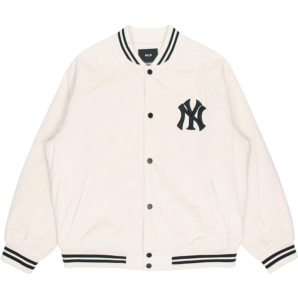 MLB Chaqueta De BéIsbol De Pana Holgada Unisex Chaquetas Crema 3AJP02016-50CRS L White-image