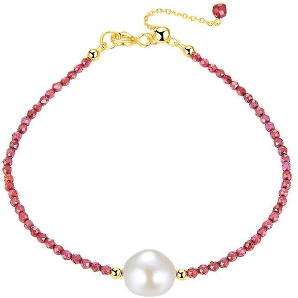 Pulsera De Plata De Ley S925 Pulsera De Perlas Doradas Pulsera De Moda 925 Beige-image