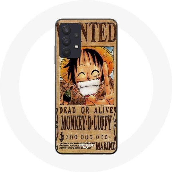 Coque Maniacase Pour Samsung Galaxy A32 4G One Piece Wanted Poster Monkey D. Luffy Negro-image