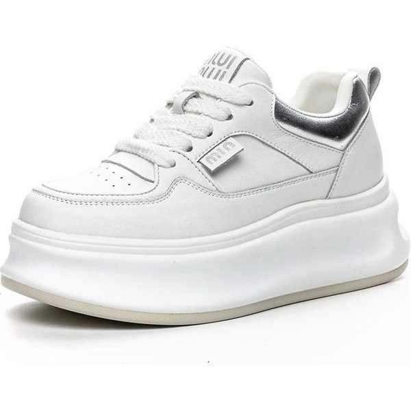 7Cm Nuevo Malla De Aire Cuero SintéTico De Microfibra Zapatilla Chunky Plataforma Hueca Primavera OtoñO Mujer Zapatos Planos Sandalias Verano 39 White-image