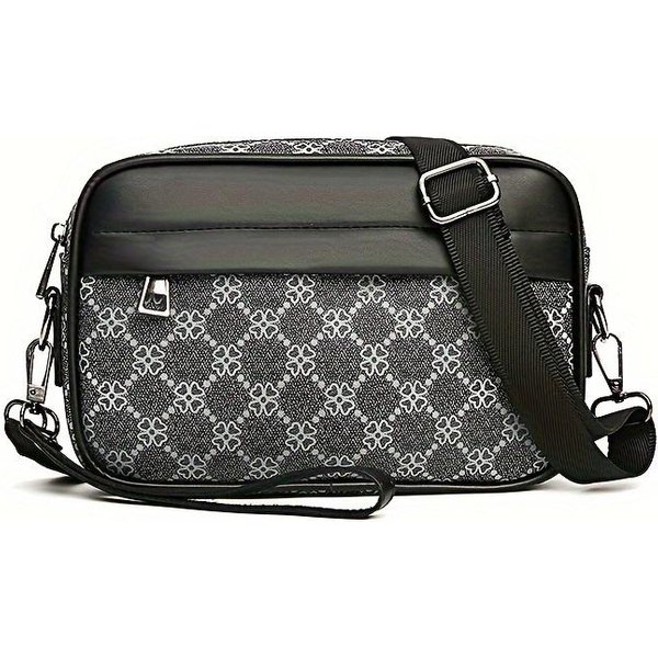 Stylowa MęSka Torba Na Ramię Ze SkóRy Syntetycznej - Uniwersalna Torba Typu Crossbody I KopertóWka, Regulowany Pasek, Czarna Gray-image