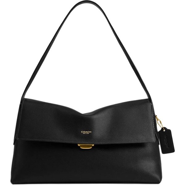 Coach Bolso De Hombro Chelsea De Cuero De Vaca Con Grano Natural Grande Para Mujer Negro Basic Set (Bag + Dustproof Bag) Negro-image