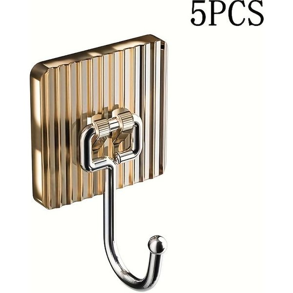 5 Szt. Haczyki Bez Wiercenia---Haczyki NiepozostawiająCe śLadóW Akcesoria Do Organizacji Kuchni łAzienki Super Mocny Samoprzylepny, Haczyki UżYtkowe 5Pcs-image
