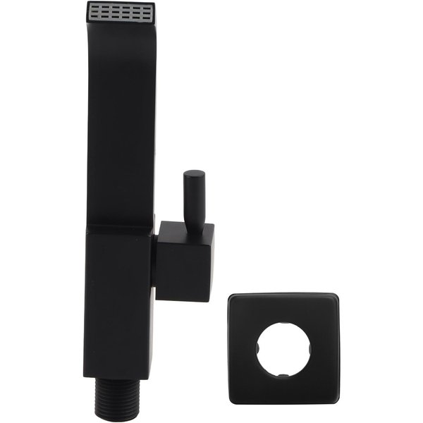 Grifo De Agua FríA ÚNica G1/2 Montado En Pared Grifo Para Lavabo De BañO Grifo Para Fregadero Grifo Para Cubo De Fregona Negro Black-image