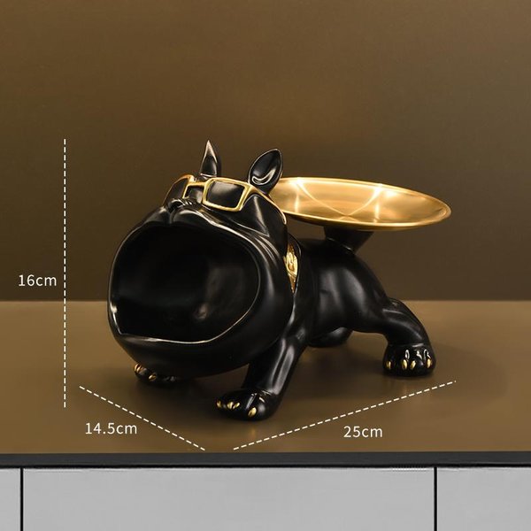 Estatua De Perro De Resina Estatua De Bulldog Bandeja De Almacenamiento DecoracióN De Animales ArtesaníA De Resina Escultura ArtíStica Estatua Escultura De Perro DecoracióN Del Hogar Black-image
