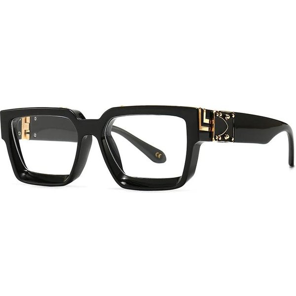 Gafas De Sol De Lujo Oversize Con Montura Gruesa Cuadrada ProteccióN UV400 Para Hombres Y Mujeres Moda Tendencia As Picture Black-image