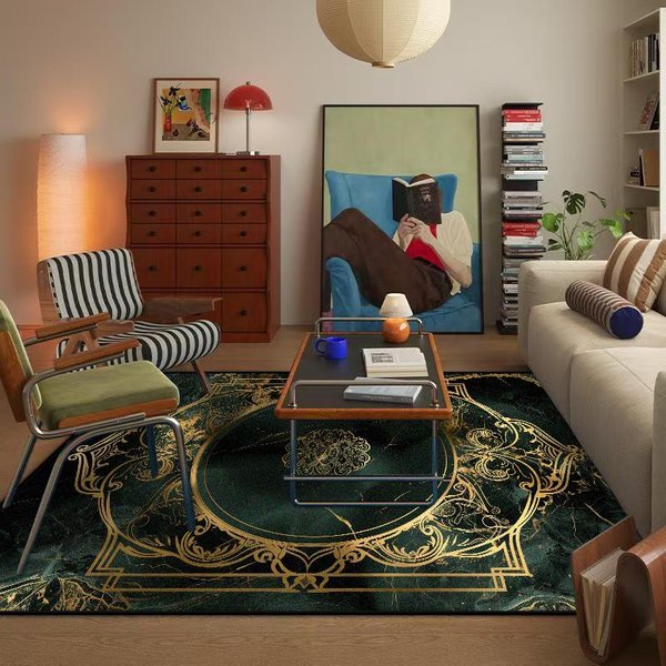 Luksusowy Dywan Do Salonu W Stylu Marmuru, DużY Rozmiar, ZłOta Bordiura, MięKki, MożNa Prać W Pralce, Dekoracja Pokoju Gier, Dywanik Pod Stoliki Kawowe 80*120Cm-image