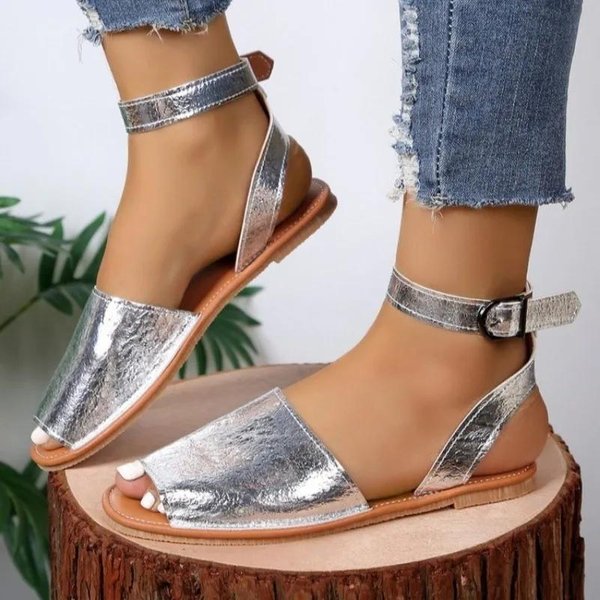 Zapatos De Venta Caliente Sandalias De Mujer Con Correa De Hebilla Sandalias Casuales Para Mujer Talla Grande Sandalias Para Mujer Punta Redonda Planas Con Zapatos Femeninos 40-image