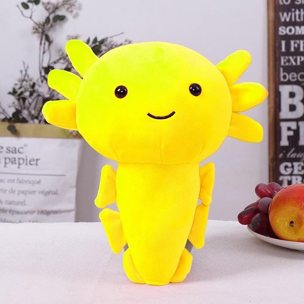 Urocza Pluszowa Zabawka Axolotl MięKkie Pluszowe ZwierząTko Pluszowa Poduszka Salamandra Kawaii Pluszowa Zabawka Dla Dzieci 18Cm żółTy-image
