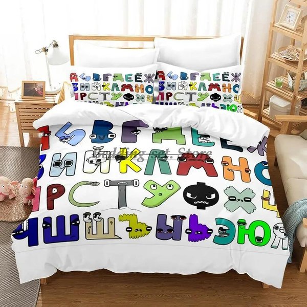 Zestaw Poszewek Na PośCiel Alphabet Lore Rozmiar Pojedynczy Rozmiar Pojedynczy Rozmiar PełNy Rozmiar KróLowej Rozmiar KróLewski Rozmiar Zestaw Na ŁóżKo DorośLi Dzieci Sypialnia Zestawy Poszewek Zestaw PośCieli Anime EU Single 135X200Cm-image