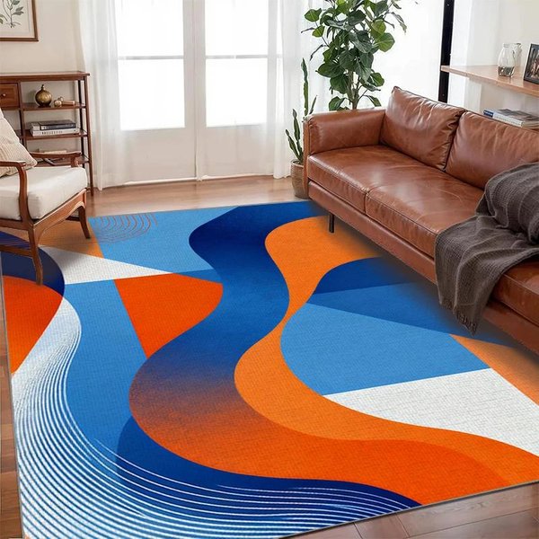 Nowoczesny Geometryczny BeżOwo-Szary Dywanik Do Salonu, Sypialni, Dekoracja Domu, AntypośLizgowy, Zmywalny, MięKki Dywan PodłOgowy 60X160Cm23.6X63In-image