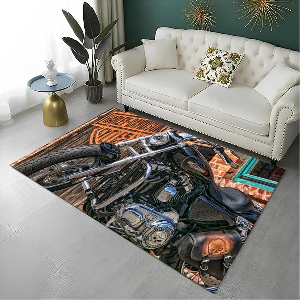Klasyczny Dywanik Moto H-Harleys Racing Do Pokoju Zabaw Sypialni Salonu Sofa Dekoracja Domu, Dywanik Do Strefy Gier Dla Dzieci Mata PodłOgowa AntypośLizgowa 120X160Cm-image
