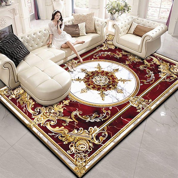 Dywan Retro Europejski Na Dużą Powierzchnię, Do Salonu, WspaniałA Dekoracja, Dywaniki Pod Sofę Do Sypialni, Szatni, Maty PodłOgowe AntypośLizgowe 60*90Cm-image