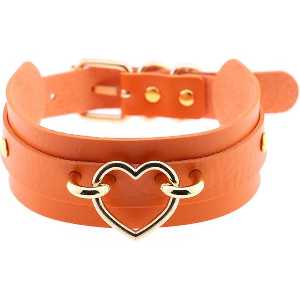 Czarny SkóRzany Naszyjnik Choker Dla Kobiet MiłOść Serce KołNierz Choker Gotyk Halloween BiżUteria Modowa Red-image