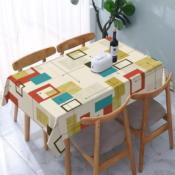 Abstrakcyjny Geometryczny Mid Century ProstokąTny Wodoodporny Obrus Dekoracja StołU Wielokrotnego UżYtku Kuchenny Obrus Do Jadalni Dekoracje Imprezowe 140X280Cm-image