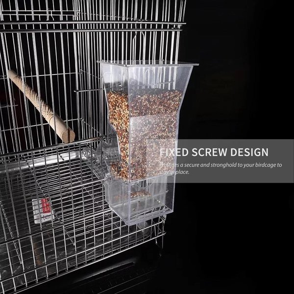 Comedero Colgante Para PáJaros Comedero Para PáJaros De Jaula Casa Caja De Comida Para PáJaros Comedero Colgante Para Loros Contenedor AlimentacióN Exterior Transparente-image