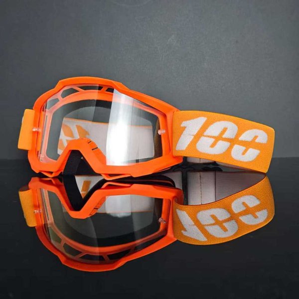 Gogle Do Kasku Motocyklowego Off-Road, Okulary Do Jazdy Na śWieżYm Powietrzu, Sportowe Wiatroszczelne Gogle Narciarskie Orange-Framed Transparent-image