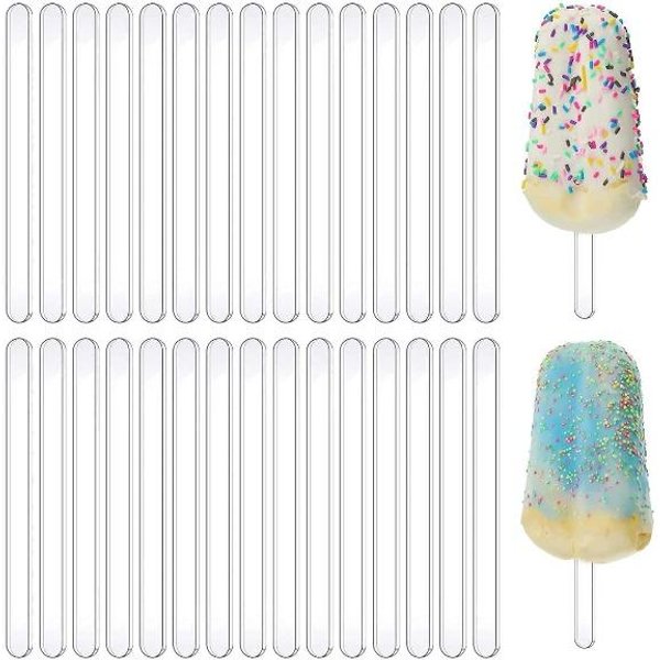 Palitos AcríLicos Reutilizables Palitos Para Cakesicles Molde Para Cake Pops Palitos Para Paletas De Hielo Espejo Helado 20 PCS Puro-image
