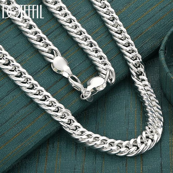 Srebro Sterling 925 20/24 Cale 10Mm ŁAńCuch Boczny Modny Naszyjnik BiżUteria ŚLubna 50Cm Gray-image