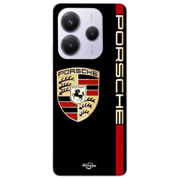 Funda - Maniacase - Xiaomi Redmi Note 14 5G - Logo Porsche - Flexible - Negro/Rojo/Dorado-image