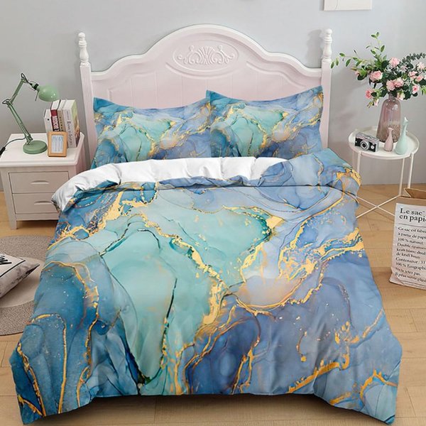 ColeccióN De Ropa De Cama De MáRmol Negro De Lujo ColeccióN De Fundas NóRdicas 3D TamañO Individual Doble Twin Full Para Adolescentes Adultos Ropa De Cama PoliéSter Suave Con Ropa De Cama Cot Size 70X133Cm Gray-image