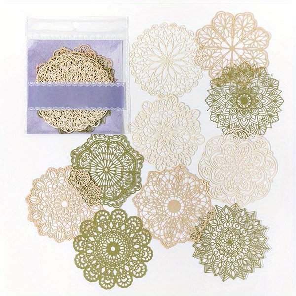 10 Szt./Opak. Vintage Koronka Pusta MateriałOwy Papier Dekoracyjny Scrapbooking Dziennik Album RęCznie Robiony Kolaż Papier TłO DIY Junk Journal Dekoracja-image