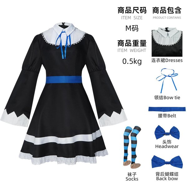 Anime Panty & Stocking Z Pasem Do PońCzoch MłOdsza Siostra Anarchy PońCzocha Kostium Cosplay Gotycka SłUżKa Lolita Sukienka Peruka DłUgie Skarpety2D S-image
