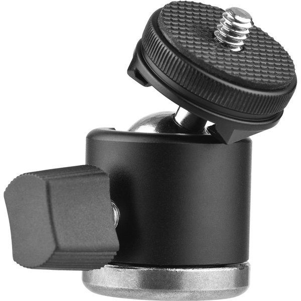Cabezal EsféRico De Montaje En Zapata FríA Con Tornillo De 1/4 Pulgadas, 2 En 1, Giratorio 360 Grados, Uso Dual, Mini Cabezal EsféRico De AleacióN De Aluminio Negro-image