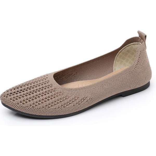 Nowe Letnie Buty Damskie MięKka Podeszwa MięKkie OddychająCe Modne Casualowe Buty PłYtkie Usta LatająCa Siateczka PłAskie Buty Beanie 41 Gray-image