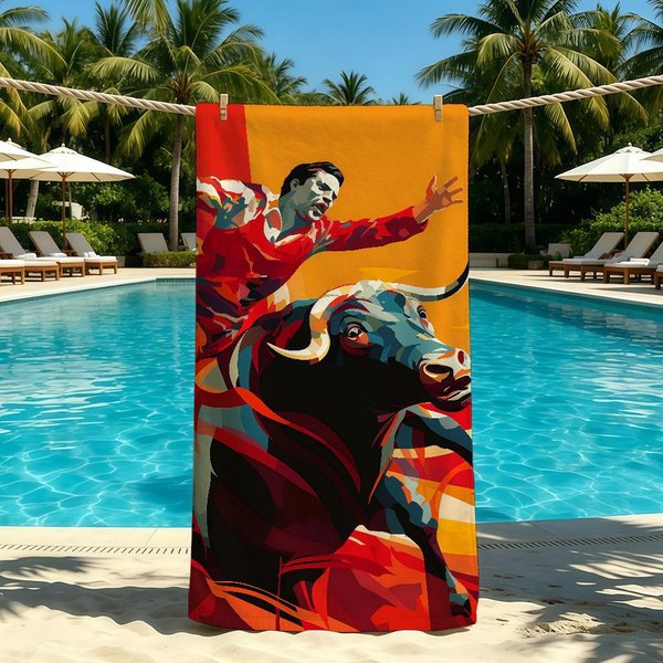 HiszpańSki RęCznik Z Motywem Walki BykóW Na Kemping PlażOwy Super ChłOnny SzybkoschnąCy Letni RęCznik Stj90X180Cm-image