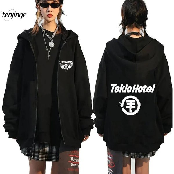 Sudadera Con Capucha De Tokio Hotel Banda De Rock Estampado Kaulitz Sudaderas Con Cremallera Sudaderas Con Capucha De Forro Polar Hombres Mujeres Hip Hop Ropa De Calle Chaqueta Con Cremallera XL-image