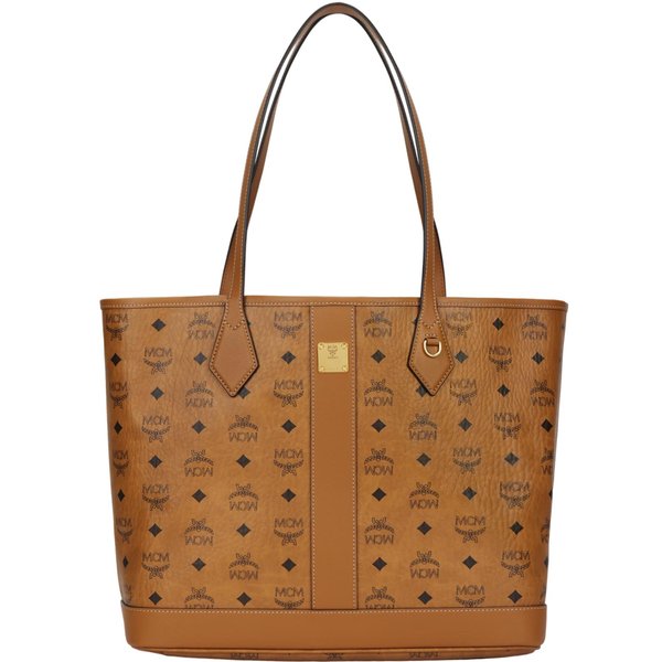 Bolso Tote MCM Liz Visetos Con Logo, Placa De LatóN, Cierre De Gancho Y Costuras En Contraste De Color. Bolsos Tote Para Mujer Color CoñAc MWPGSLR02CO001 Shopping Bag Set(Basic Set+Shopping Bag) Brown-image