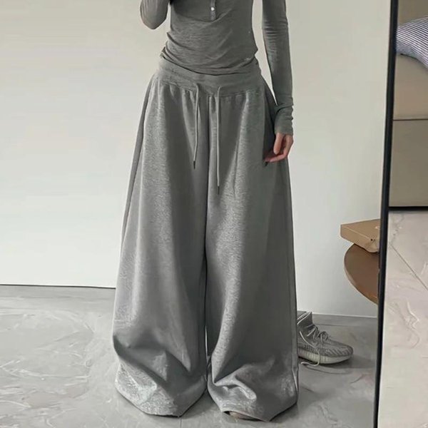 Pantalones De CháNdal Holgados De Pierna Ancha Para Mujer De OtoñO, Ropa De Calle Casual Con Cremallera, Pantalones Femeninos Xxxxl Gray-image