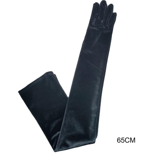 44 Cm/53 Cm/65 Cm Luksusowe Aksamitne DłUgie RęKawiczki Damskie Seksowne Czarne Elastyczne Imprezowe Bal Etykieta Suknia śLubna Retro Akcesoria-image