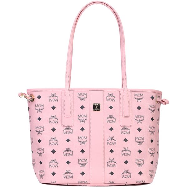 MCM Liz Logo ZamknięCie Na Haczyk Torebka Shopper Ze Sztucznej SkóRy Damska Torebka Shopper Brzoskwiniowo-RóżOwa MWPFSLR07PZ001 Basic Set (Bag+Dust Bag) White-image