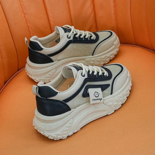 Zapatos Blancos De Plataforma De Malla Para Mujer Nuevos De Primavera Y Verano Zapatos De Padre Para Mujer Transpirables VersáTiles Casuales Zapatos Deportivos 40-image