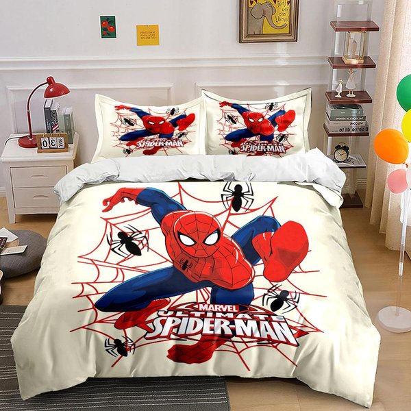 Ropa De Cama De DiseñO Marvel Ultimate Spider-Man Juego De Funda NóRdica Funda NóRdica Fundas De Almohada (1*Funda De EdredóN 2*Fundas De Almohada, Sin Relleno De EdredóN) 260X240Cm-image