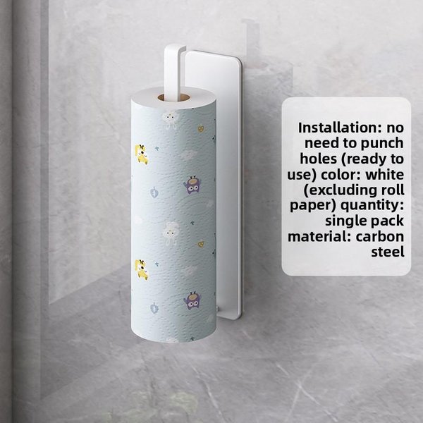 Portarrollos De Papel De Cocina Adhesivo Colgador De PañUelos Dispensador De Papel HigiéNico Almacenamiento De Armario Estante Para Servilletas Accesorios De BañO 1PCS Blanco-image