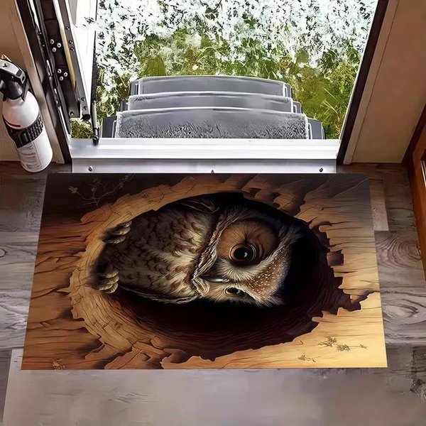 Dywan 3D Z Dziuplą Drzewa, Uroczy WzóR WiewióRki, AntypośLizgowy Dywanik, Przytulna Mata PodłOgowa Do Przedpokoju Domowego, Dekoracja Salonu 40X60Cm-image