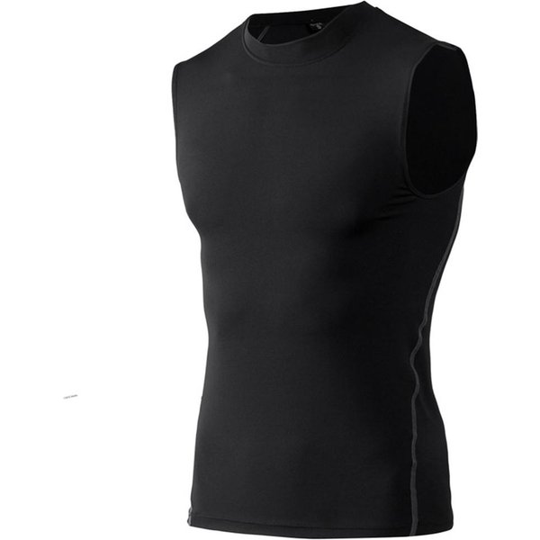 Hombres Running Sports Camiseta Sin Mangas Baloncesto CompresióN Chaleco De Entrenamiento Fitness Tank Base Layer Top Singlet Activewear Secado RáPido S Negro-image