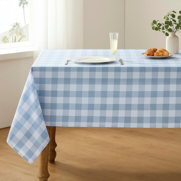 Mantel Impermeable Cuadros Blanco Verde Salvia Lavable Tela De PoliéSter Cuadros De BúFalo DecoracióN Mesa De Cocina Fiesta NavideñA 140X180Cm-image