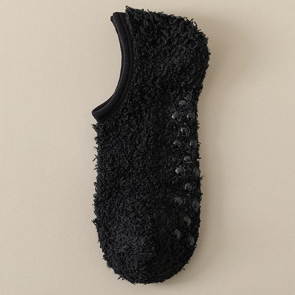 5 Par Damskie Zimowe Skarpety Z Polaru Koralowego AntypośLizgowe Silikonowe Uchwyty Skarpety Do Domu Grube CiepłE Puszyste Skarpety Kapcie Jogi 5Pairs Anti Slip Socks Czarny-image
