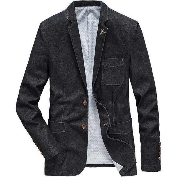 Chaqueta De Hombre Joven Delgado De Mediana Edad Guapo Ajustado Traje De Primavera Y OtoñO Chaqueta De Mezclilla Casual De Negocios Xxxl-image