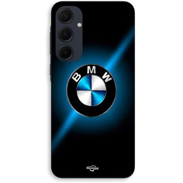 Etui Na Samsunga Galaxy A35 Logo Bmw Czarno-Niebieskie BłYszcząCe Maniacase Czarny-image