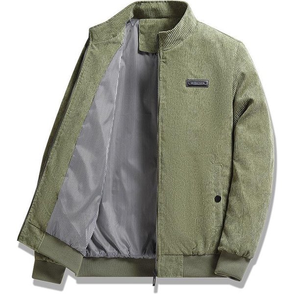 Nueva Chaqueta De Pana Para Hombre Primavera Y OtoñO Abrigo Delgado Solapa Top Cuello Alto Chaqueta Talla Grande 2XL Gray-image